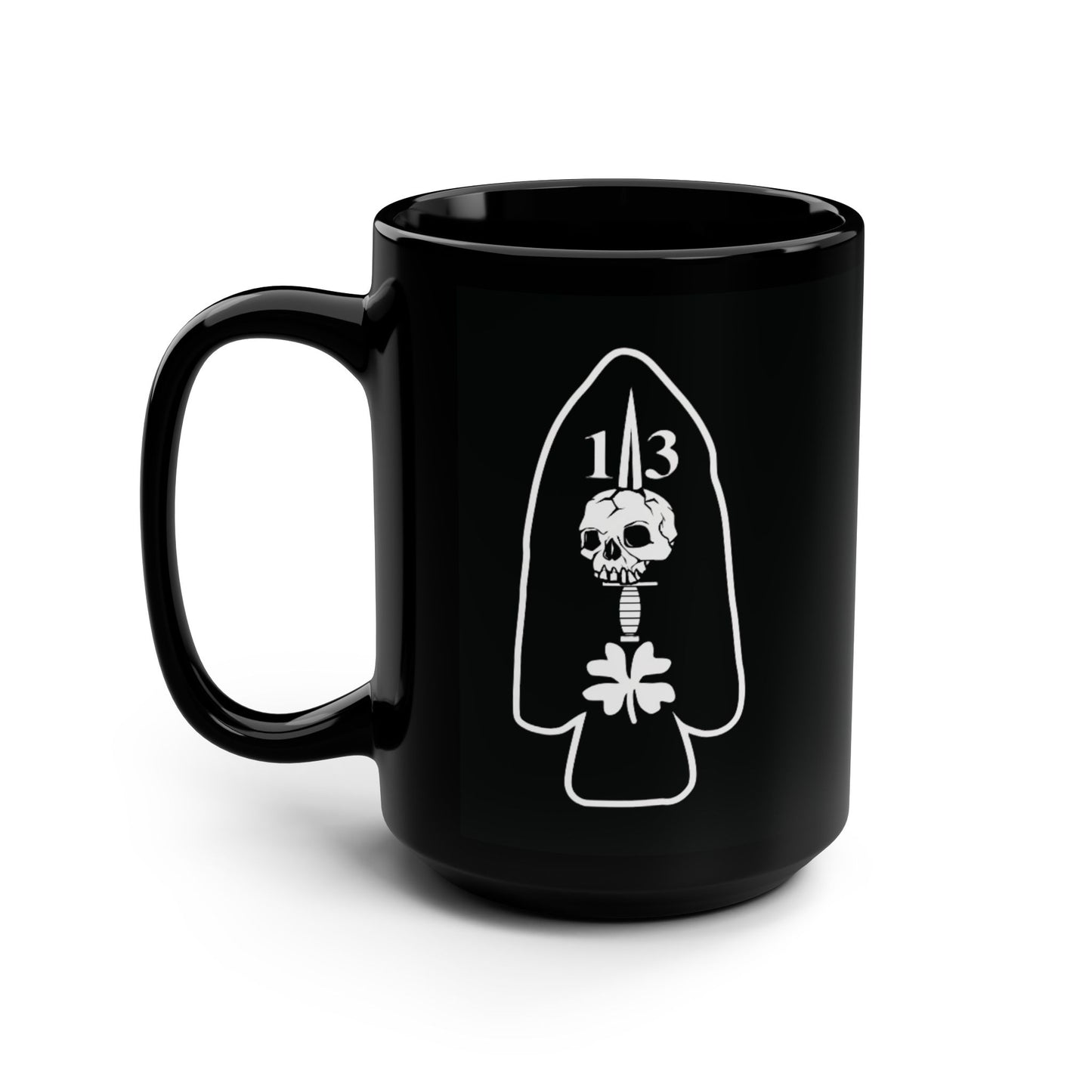 13 Crest Black Mug, 15oz